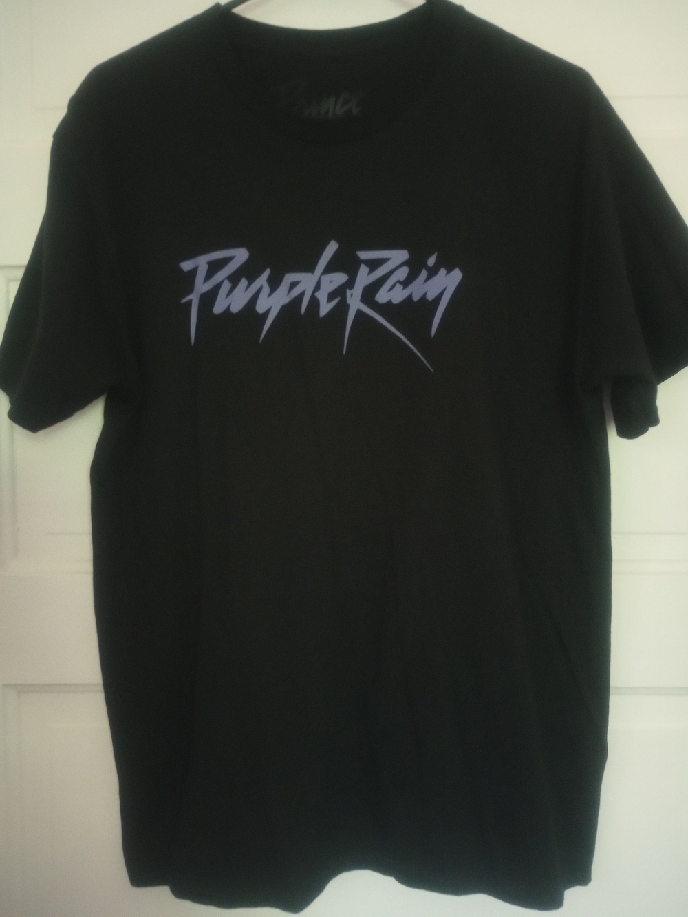 Prince Black T‑Shirt with Lavender "Purple Rain" Script